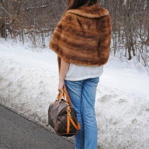 Vintage Brown Mink Shawl
